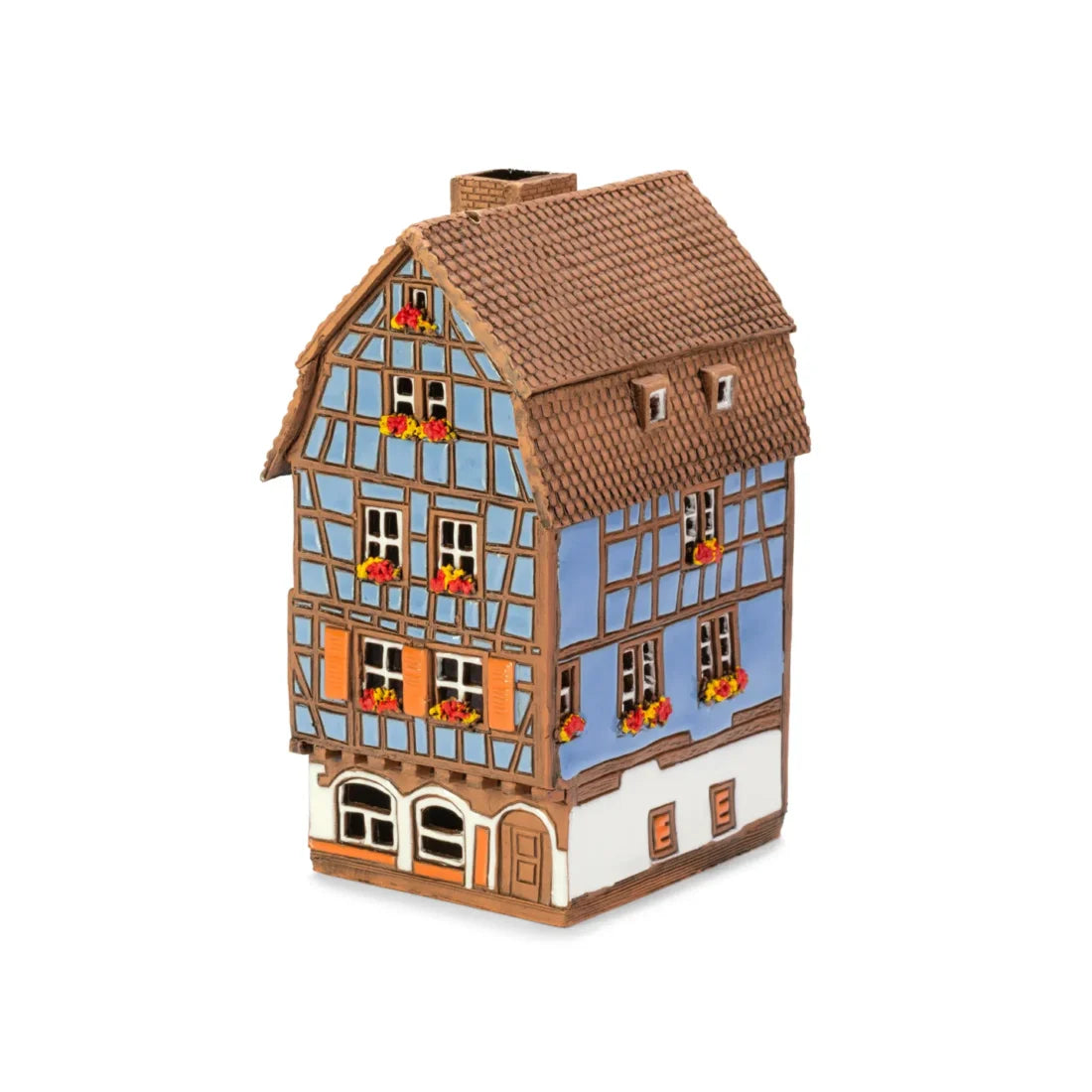 Brûle-parfum maison alsacienne (Colmar) en céramique, 17 cm