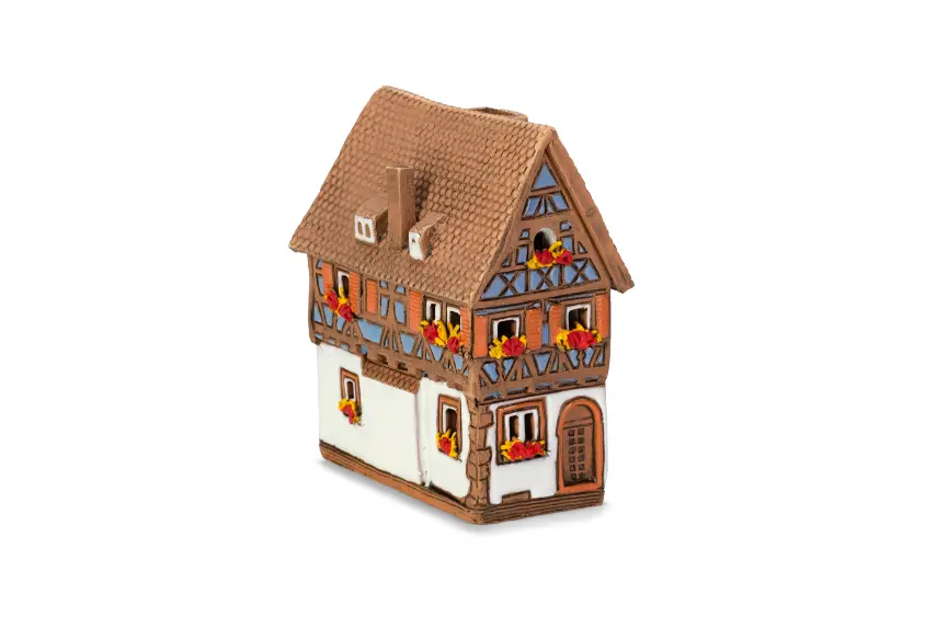 Brûle-encens maison alsacienne (Colmar) en céramique, 9 cm