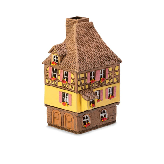 Brûle-parfum maison alsacienne en céramique, 15 cm