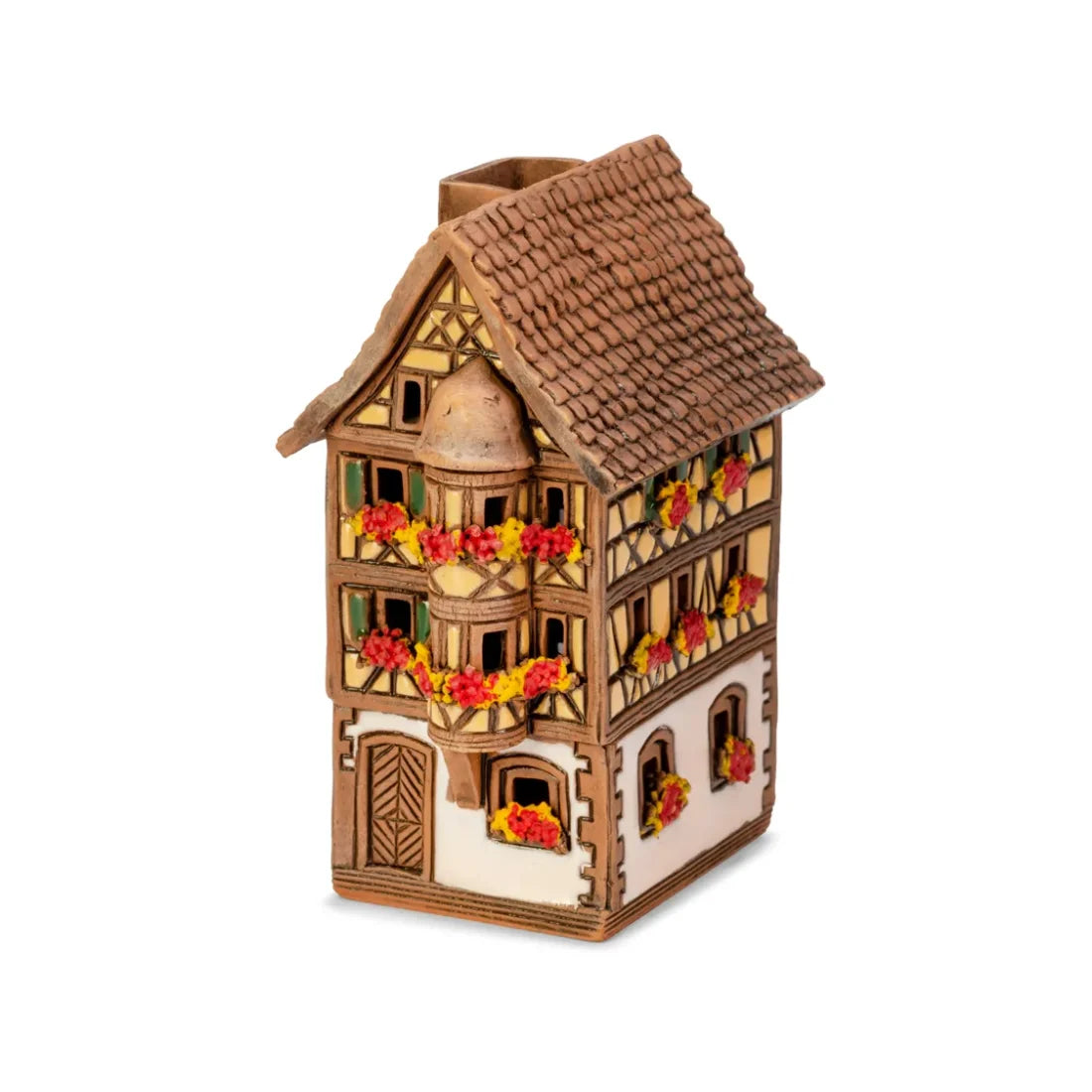 Brûle-encens maison alsacienne en céramique, 8,5 cm