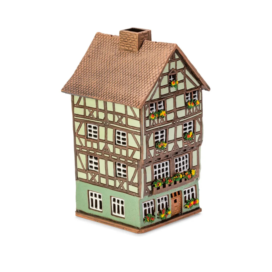 Brûle-parfum maison alsacienne (Colmar) en céramique, 19 cm