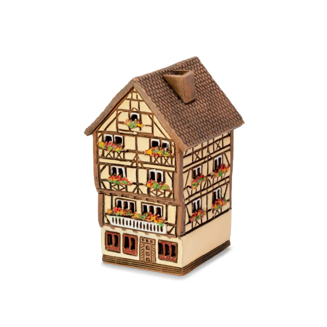 Brûle-encens maison alsacienne (Colmar) en céramique, 9 cm