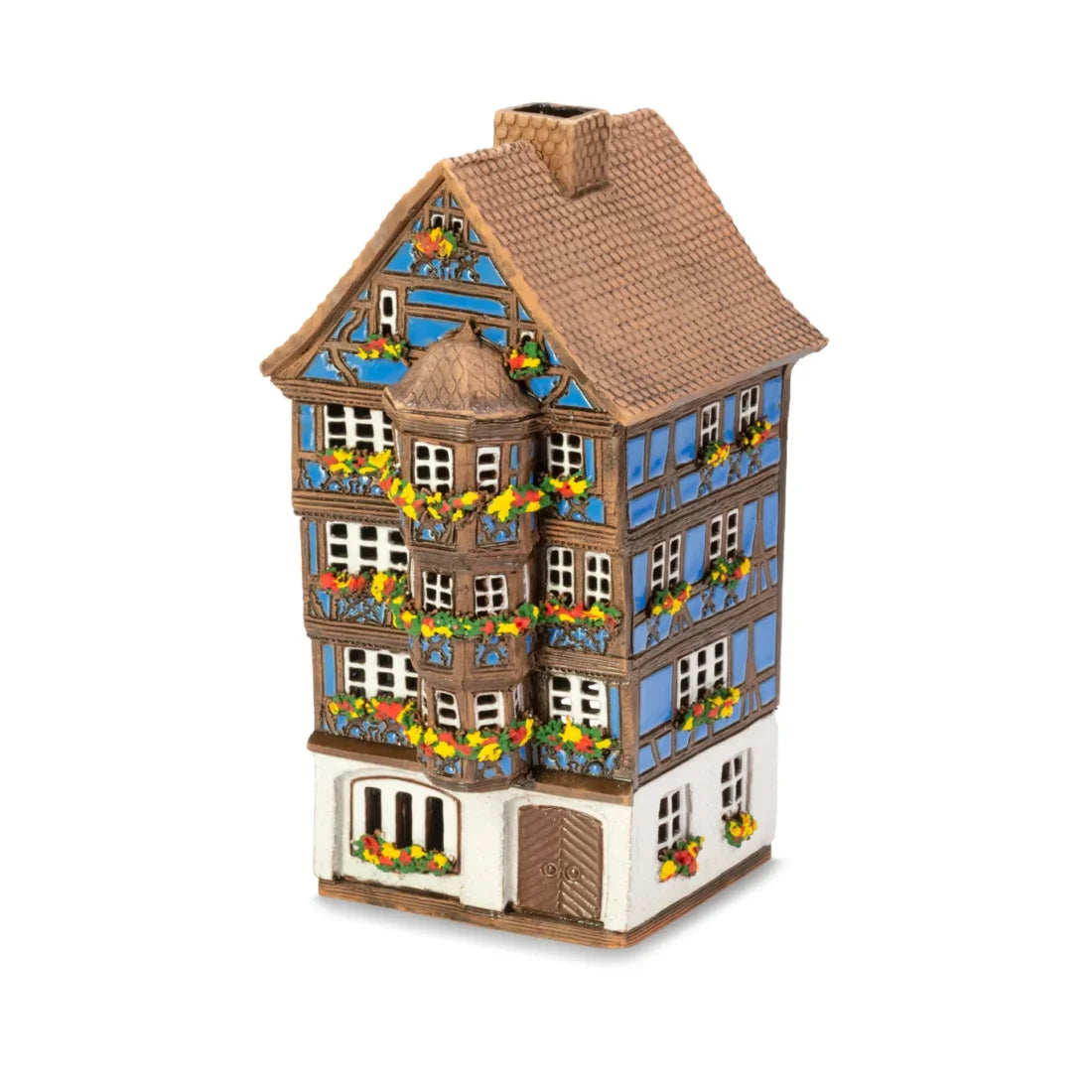 Brûle-parfum maison alsacienne (Saverne) en céramique, 19 cm