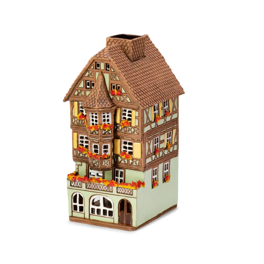 Brûle-parfum maison alsacienne (Saverne) en céramique, 18 cm