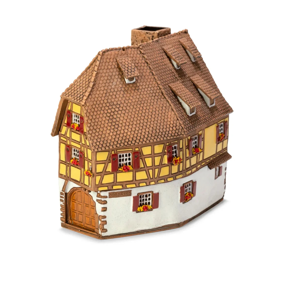 Brûle-parfum maison alsacienne (Kaysersberg) en céramique, 16 cm