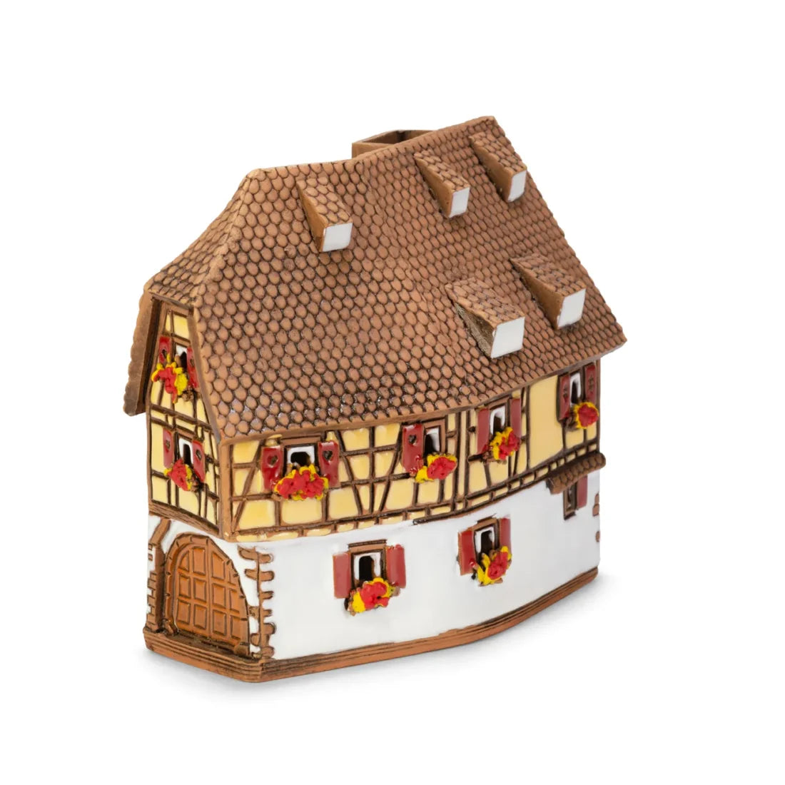Brûle-encens maison alsacienne (Kaysersberg) en céramique, 9 cm