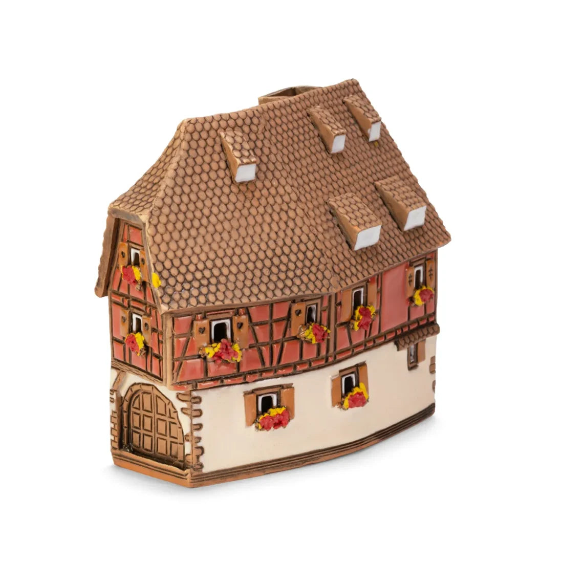 Brûle-encens maison alsacienne (Kaysersberg) en céramique, 9 cm