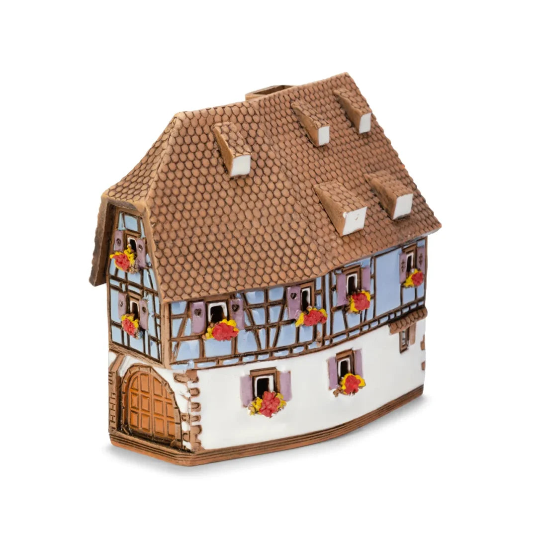 Brûle-encens maison alsacienne (Kaysersberg) en céramique, 9 cm