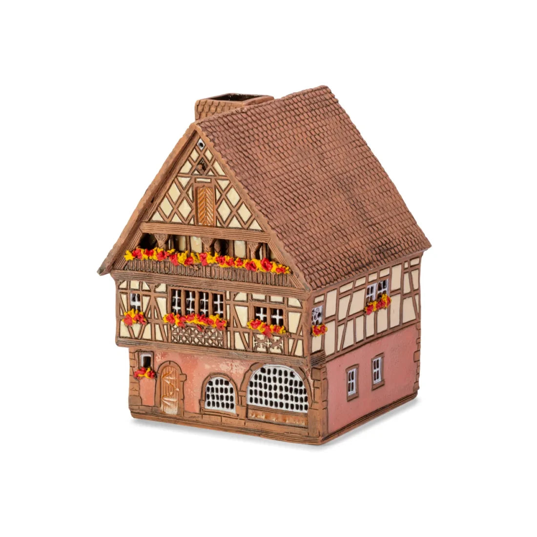 Brûle-parfum maison alsacienne (Kaysersberg) en céramique, 17 cm