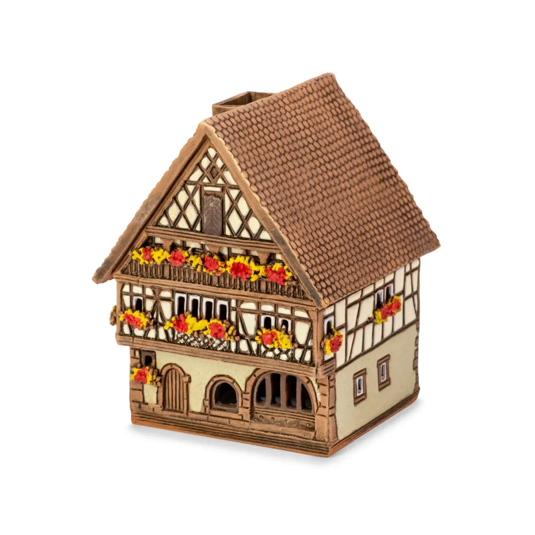 Brûle-encens maison alsacienne (Kaysersberg) en céramique, 9 cm
