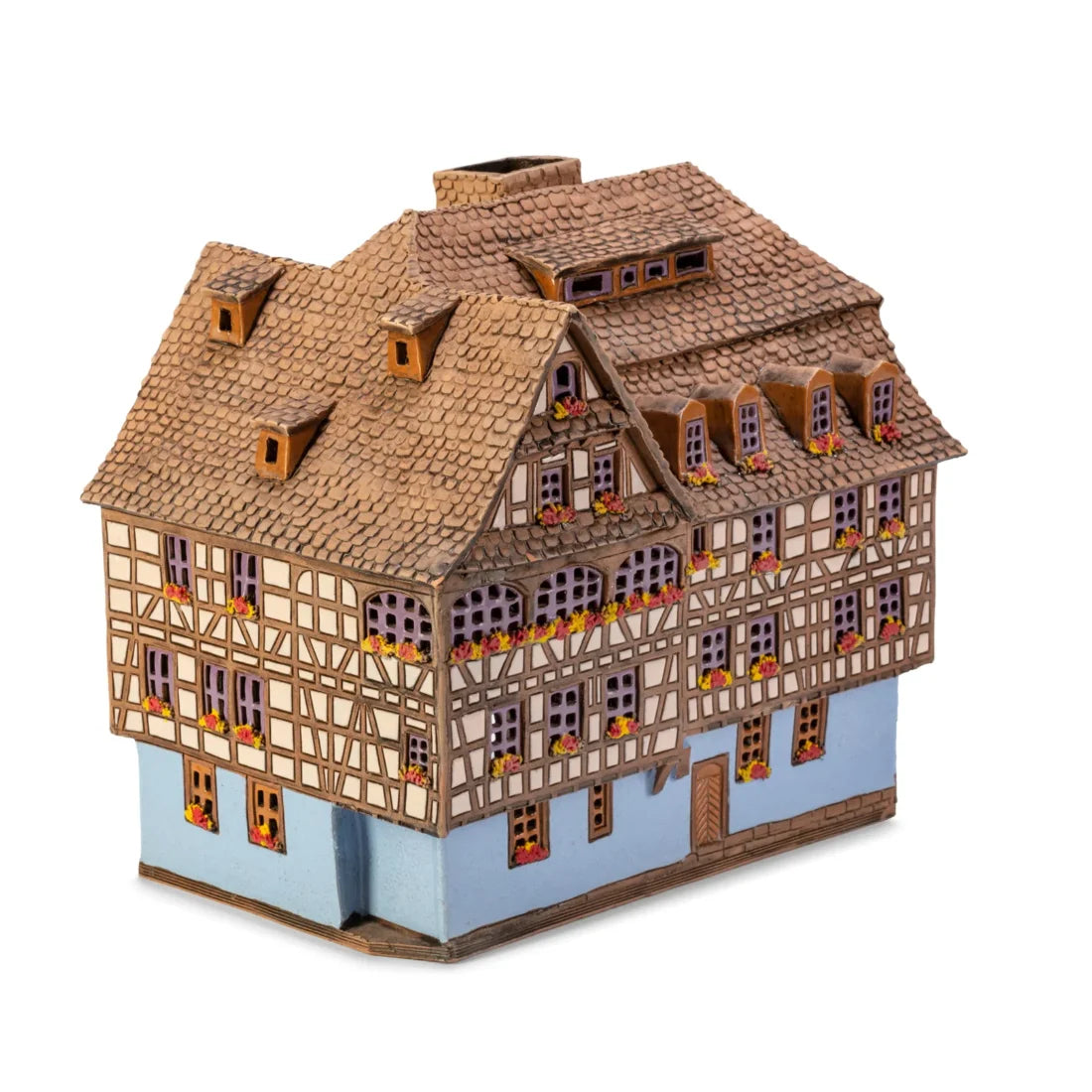 Petite France à Strasbourg, maison alsacienne miniature en céramique peinte à la main, brûle-parfum, 19,5 cm