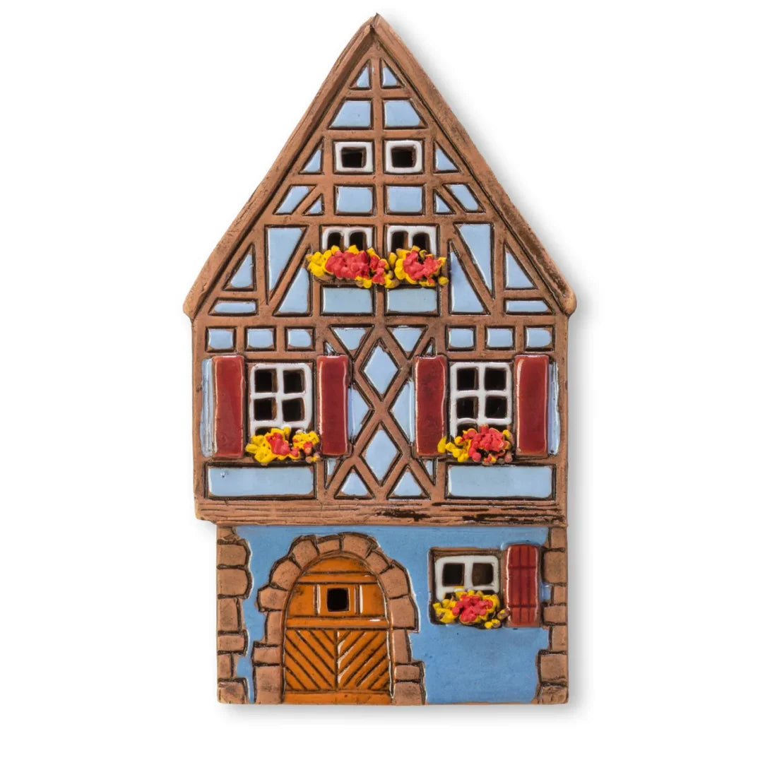 Brûle-parfum maison alsacienne en céramique, 14 cm