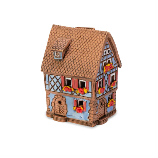 Brûle-encens maison alsacienne en céramique, 7 cm