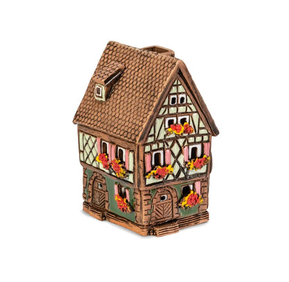 Casa alsaciana – 7 cm – cerámica pintada a mano — ALS 64 MINI