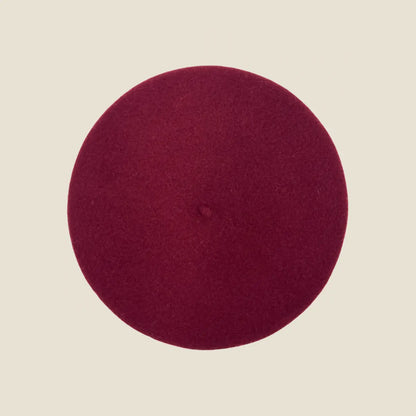 Béret basque français en laine mérinos, coloris bordeaux