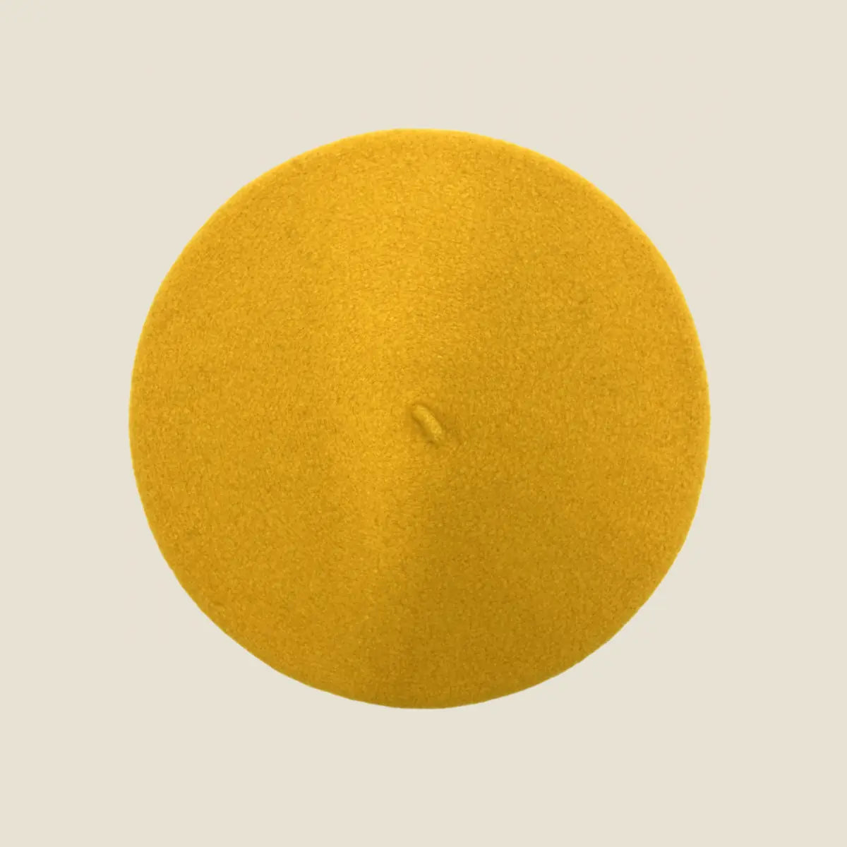 Béret basque français en laine mérinos, coloris moutarde