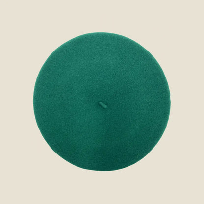 Béret basque français en laine mérinos, coloris vert