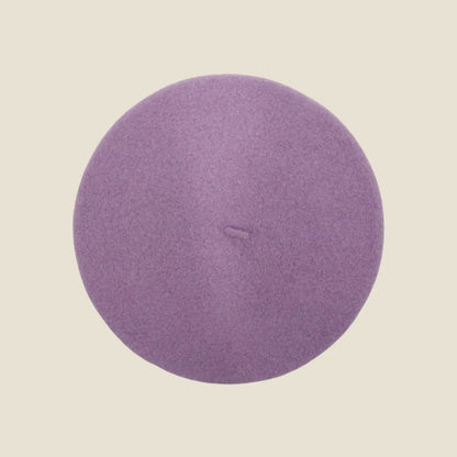 Béret basque français en laine mérinos, coloris violet