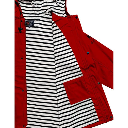 Doublure jersey rayée marinière et poche intérieure du ciré ARMOR rouge