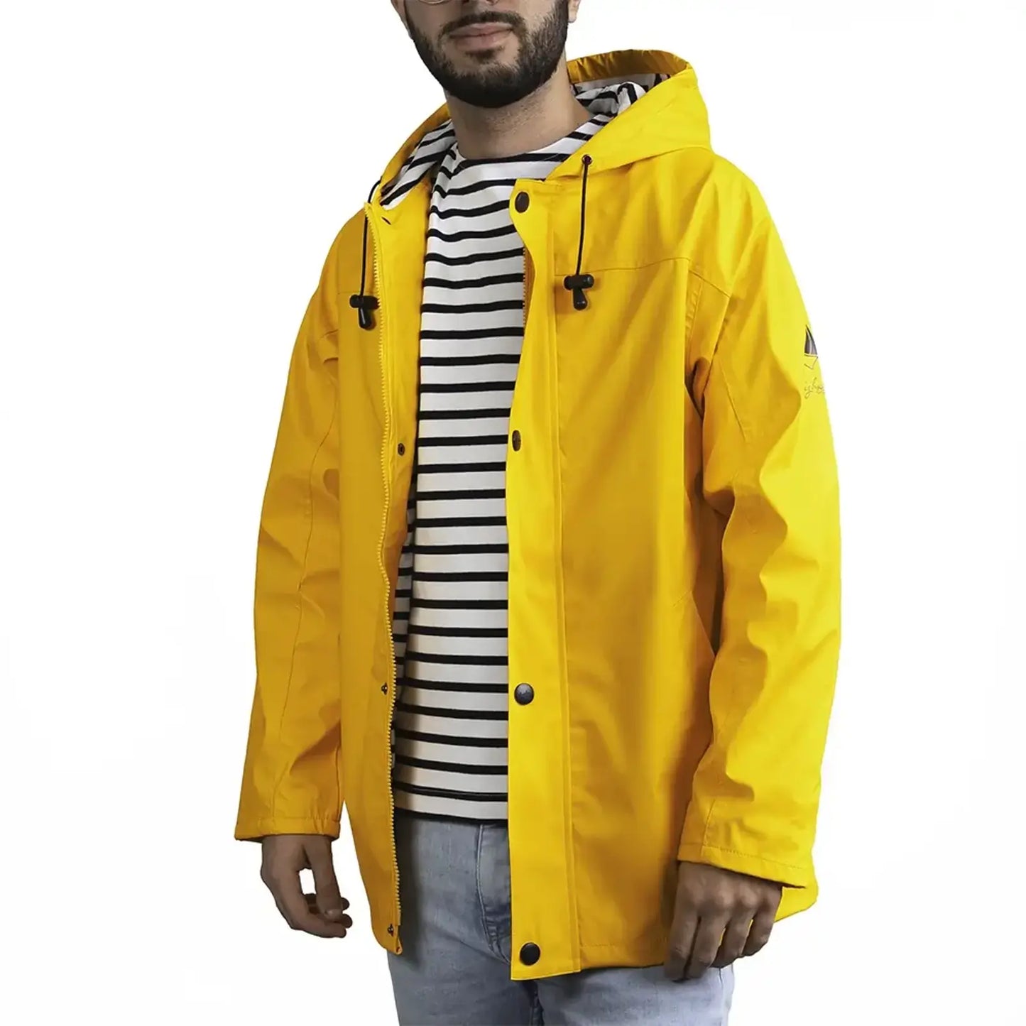 Ciré breton jaune doublé polaire ARTIC porté par un homme, vue de face