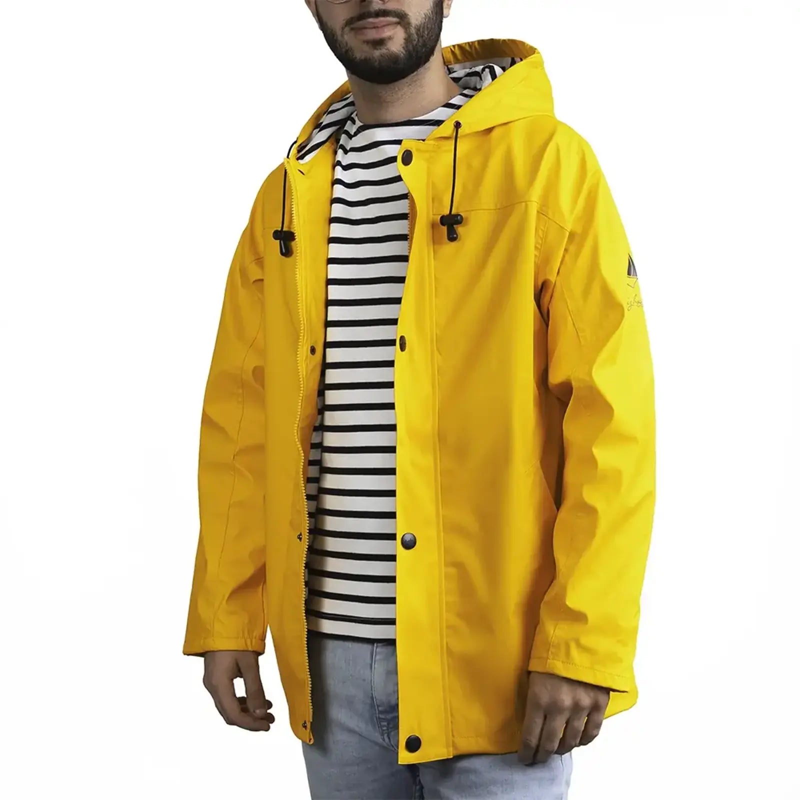 Ciré breton jaune doublé polaire ARTIC porté par un homme, vue de face
