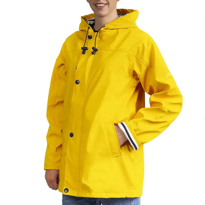 Ciré breton jaune doublé polaire ARTIC porté par une femme, vue de face